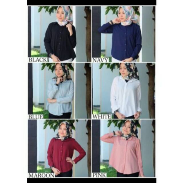 Kem basic/comfy scolder/kemeja dian bahan twiscone fit L-7