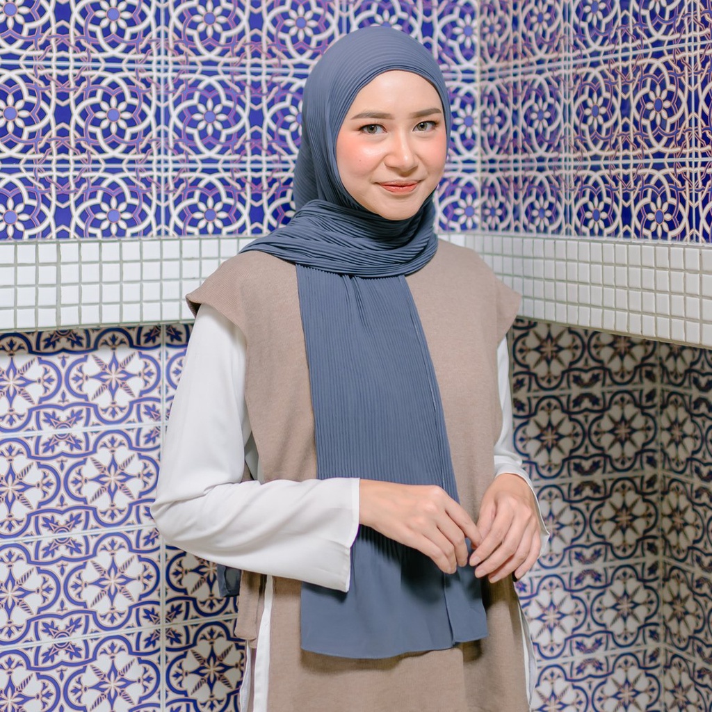 Lozy Hijab - Bawal Pleats Shawl ( Pashmina Plisket )-Soft Jeans