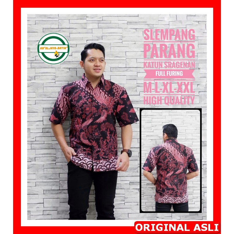 PROMO BATIK PREMIUM MODERN KEMEJA BATIK SOLO Lengan Pendek Lapis Furing Aljaya Slempang Parang Dwi S