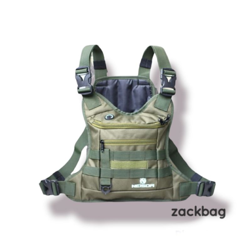 Tas dada pria Chest bag rig Neisda black tactical V3