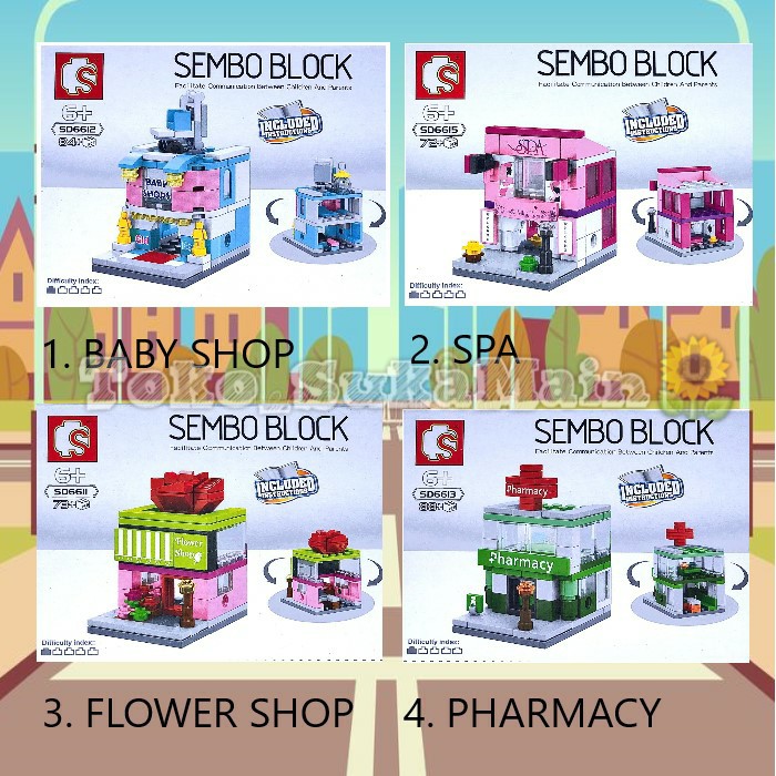Mainan Sembo Block city store 8 in 1 set