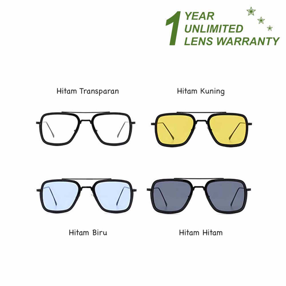 Kacamata Anti UV400 [ Hitam Kuning ] Sunglasses Pria &amp; Wanita - Design Korea - HM8033