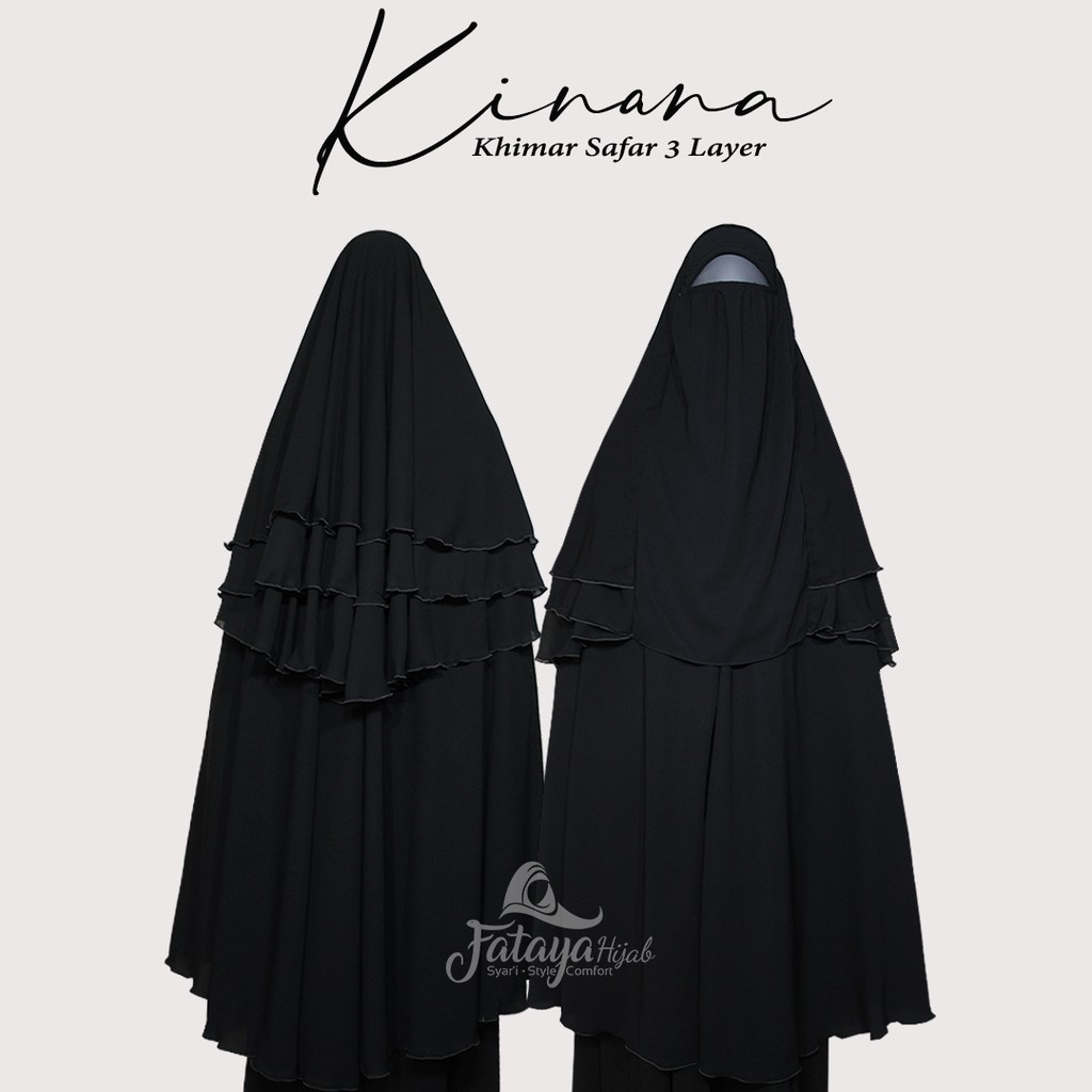 FATAYAHIJAB Jilbab safar NON LIPIT/  Khimar cadar safar 3 Layer Kinana Fataya Hijab