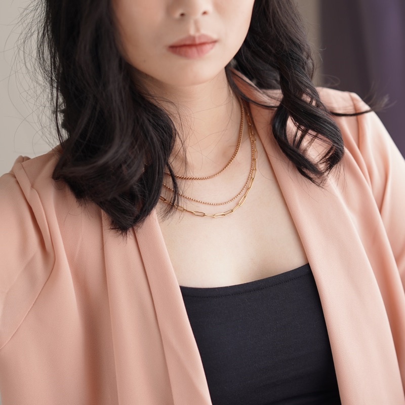 ANNALISE - Kalung Titanium Lapis Emas Necklace Perhiasan Tunangan Anti Karat Stainless 1009