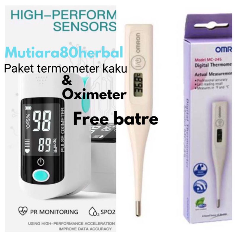 paket Termometer Omron kaku & Oximeter fingertip Sp02..alat ukur kesehatan