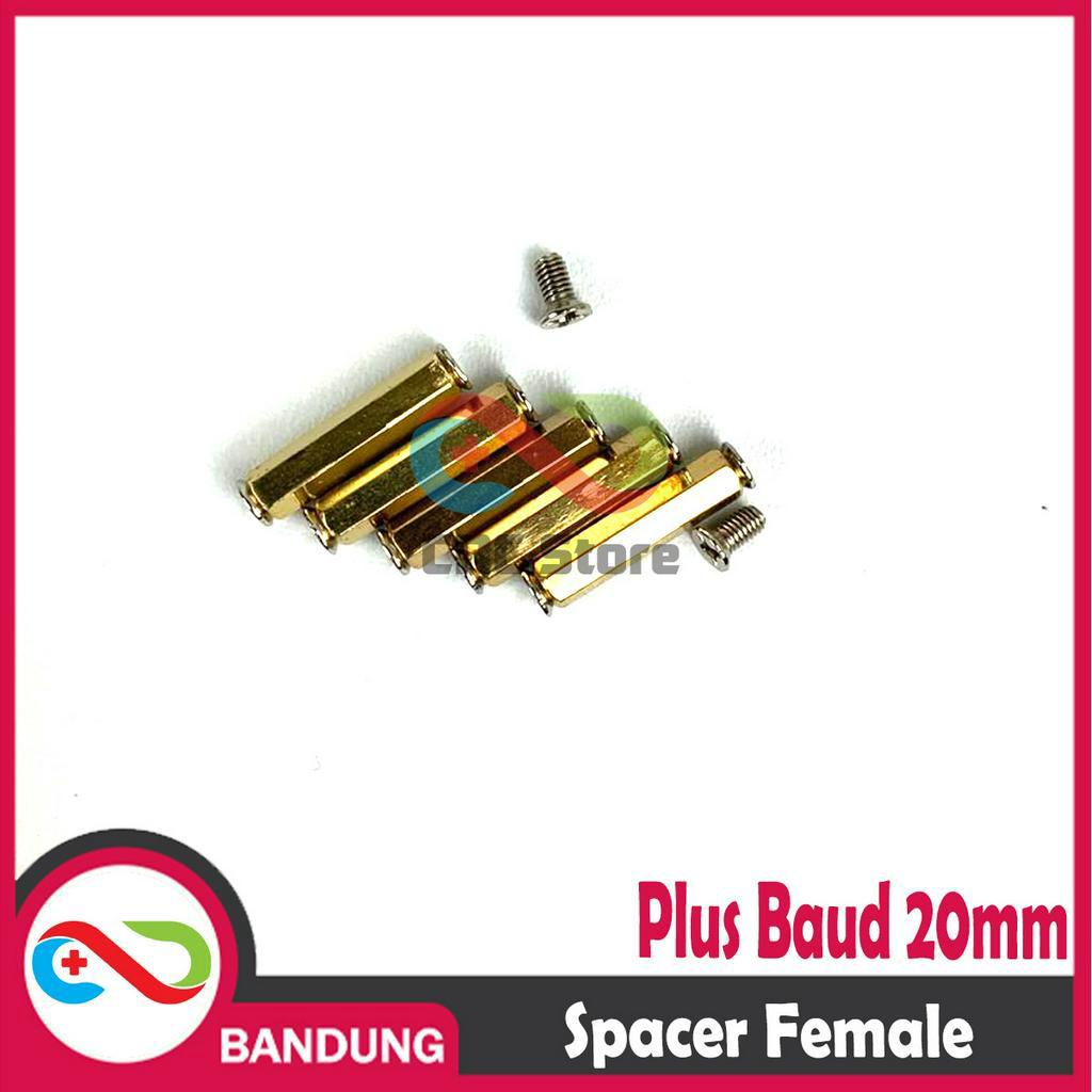 SPACER PCB METAL LOGAM 20x3MM FEMALE COOPER KUNINGAN HEXAGON PLUS BAUD