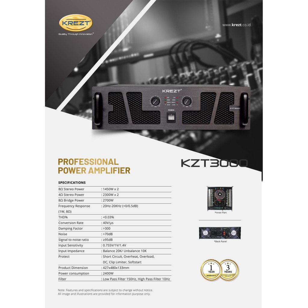 PROFESSIONAL POWER AMPLIFIER KREZT KZT 3000