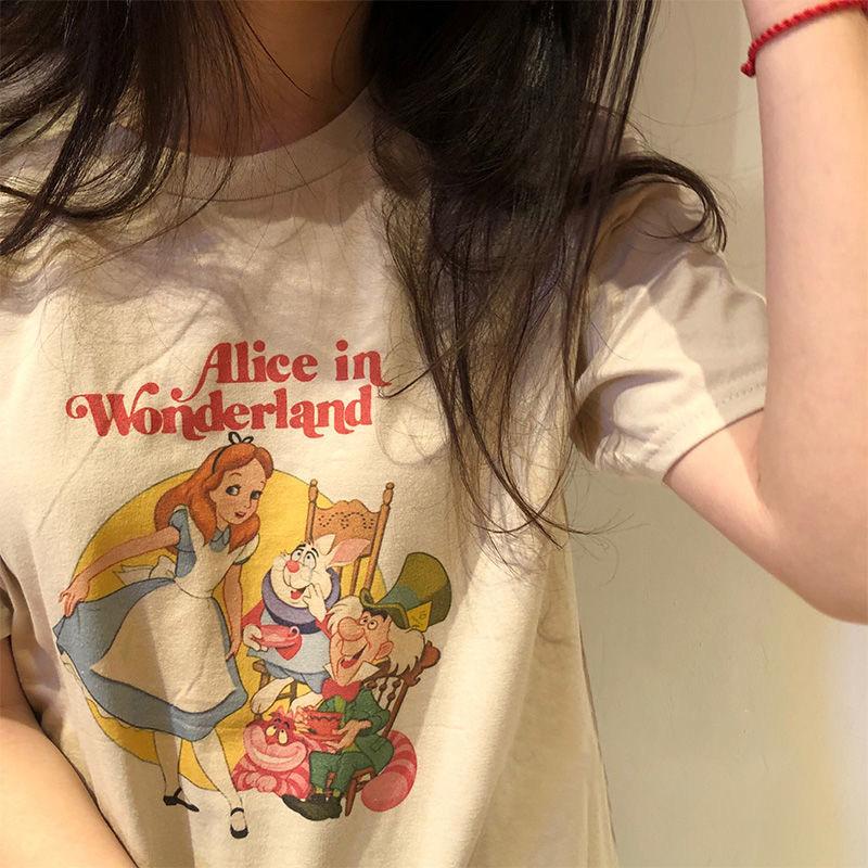 Overtee Tshirt Oversize Wanita Motif Alice in Wonderland