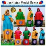 Promo TERLARIS Jas Hujan Mantel Gamis Muslimah Kombinasi Jumbo Besar   Biru Muda Orange Murah