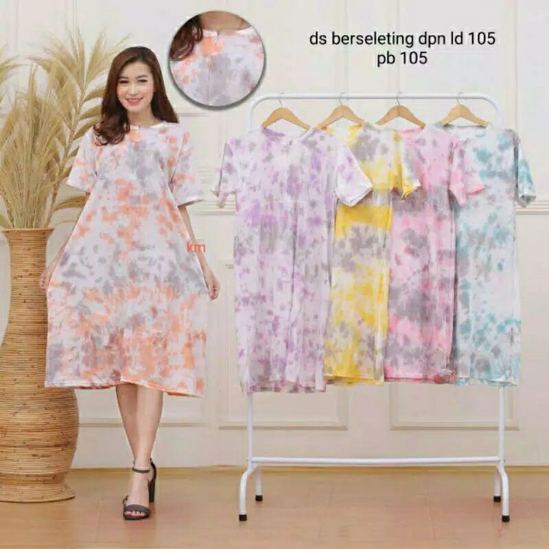 Daster Kaos Batik Tiedye/Daster Kaos Busui/daster bumil/daster abstrak batik pekalongan termurah