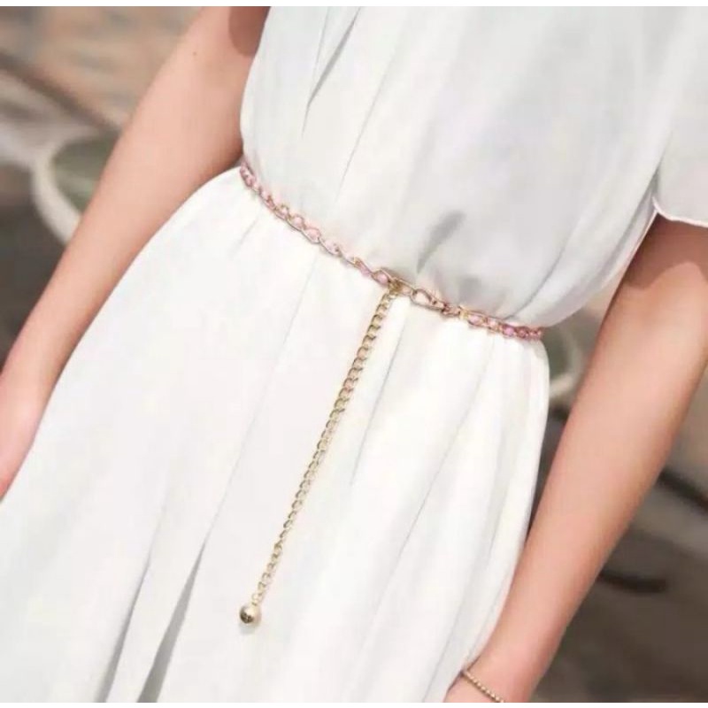 Ikat Pinggang Mutiara Cantik Belt Wanita Motif Rantai Mutiara Lokasi Mataram Lombok