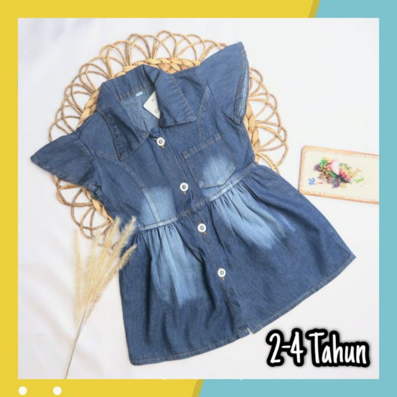 Dress Anak Perempuan / Dres Anak Perempuan / Dress Jeans Anak Full Kancing By Laurakids 1-4 Tahun