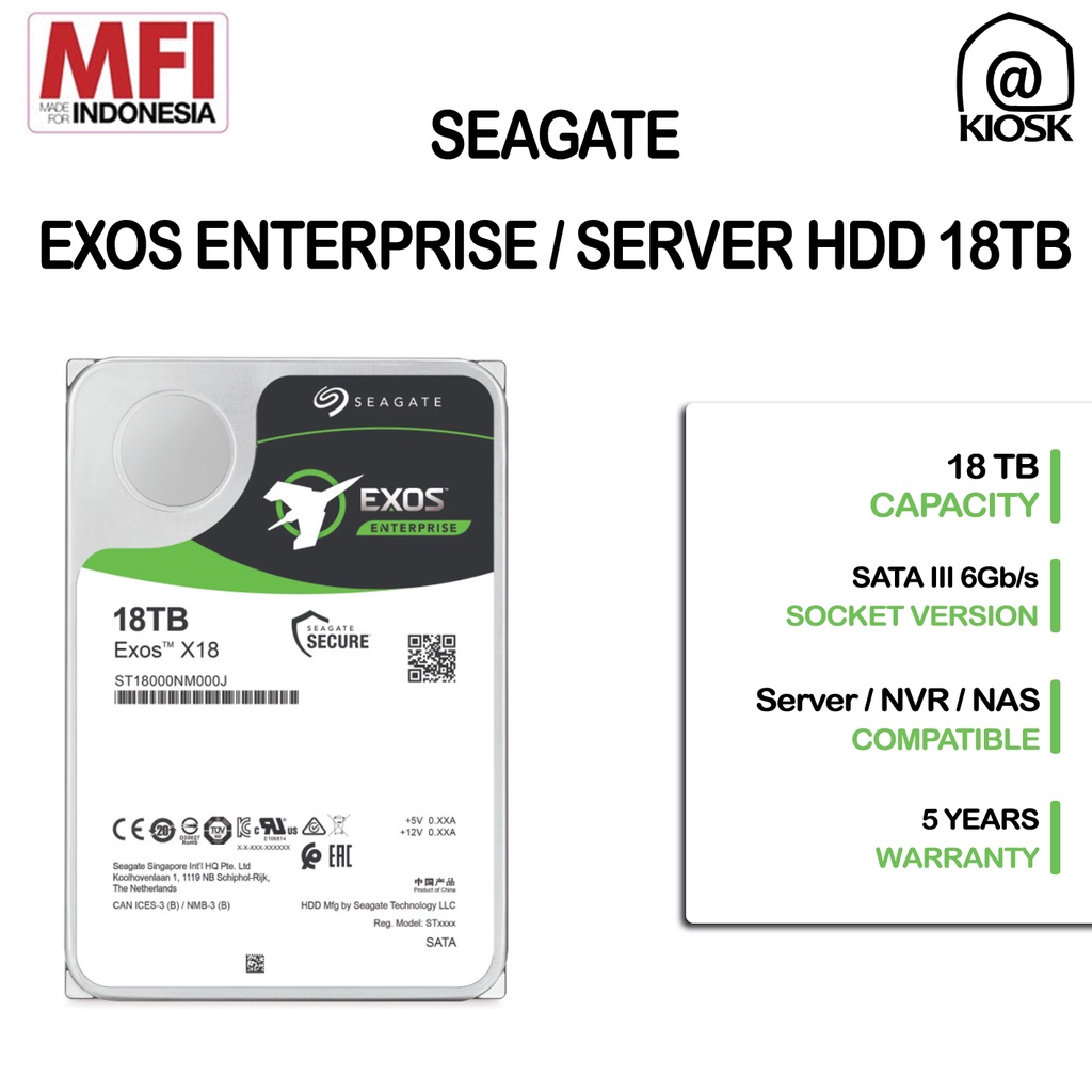 Seagate Enterprise / Server HDD 18TB - Seagate Exos - Garansi 5 Tahun