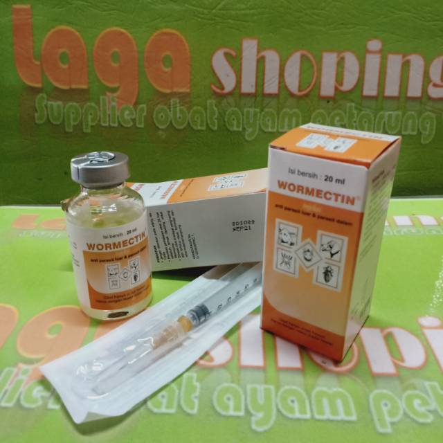 1 BOTOL WORMECTIN 20 ML BONUS alat 1bh injeksi anti parasit ayam anjing kelinci sapi demodek kudis kutu