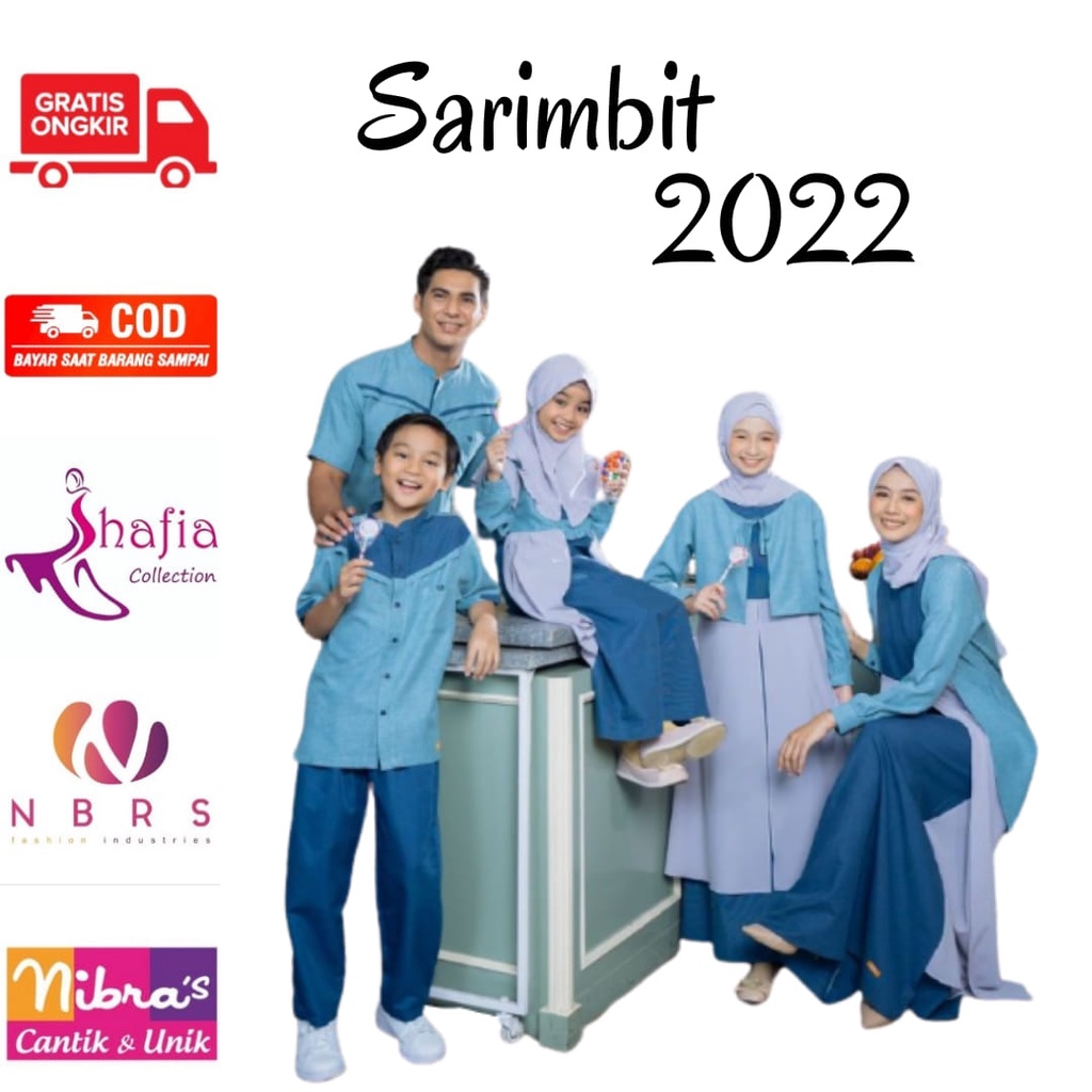 1.1 Nibras Sarimbit Family Aesthetic Blue Lebaran 2022 / Ready Nbrs Ori Sarfam Terbaru Aestetik Coup