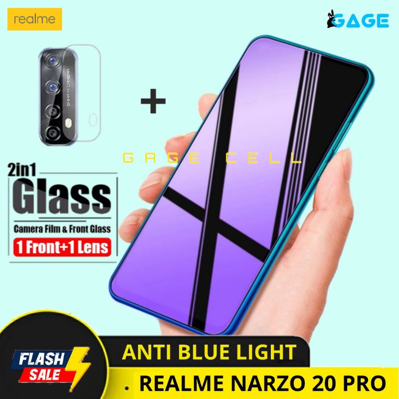 2in1- TEMPERED GLASS ANTI BLUE LIGHT RAY FULL LAYAR KAMERA REALME NARZO 20 PRO SCREEN PROTECTOR