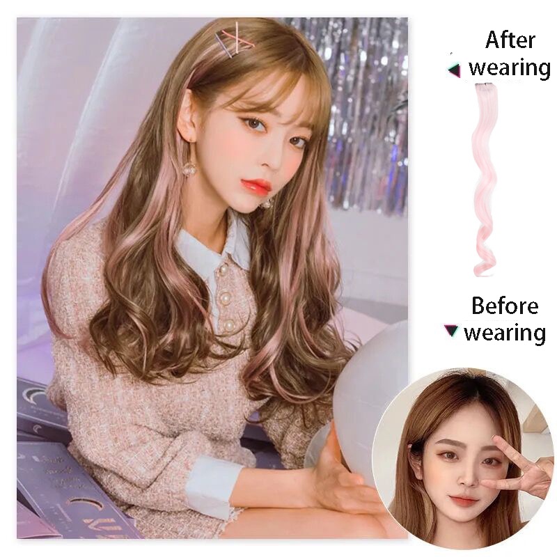 50cm Wig / Rambut Palsu Model Wanita Korea Manis Gelombang Panjang Aksesoris Mode TOTALL