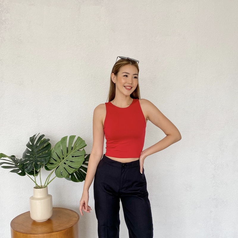 MIYA TANK | Top Casual Basic (Baju Kaos Wanita)-Red