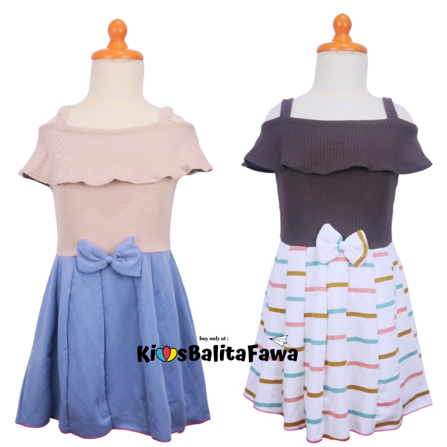 Dres Amanda uk 2-4 tahun / Dress Pesta Anak Perempuan Gaun Polos Lengan Dres Baju Import Murah