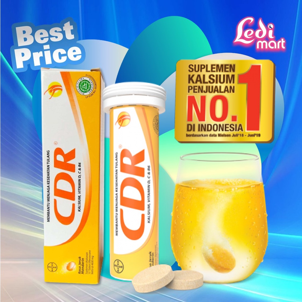 ORIGINAL CDR Suplemen Kalsium Rasa Jeruk 10 Tablet ATAU 15 Tablet / Effervescent / LEDI MART
