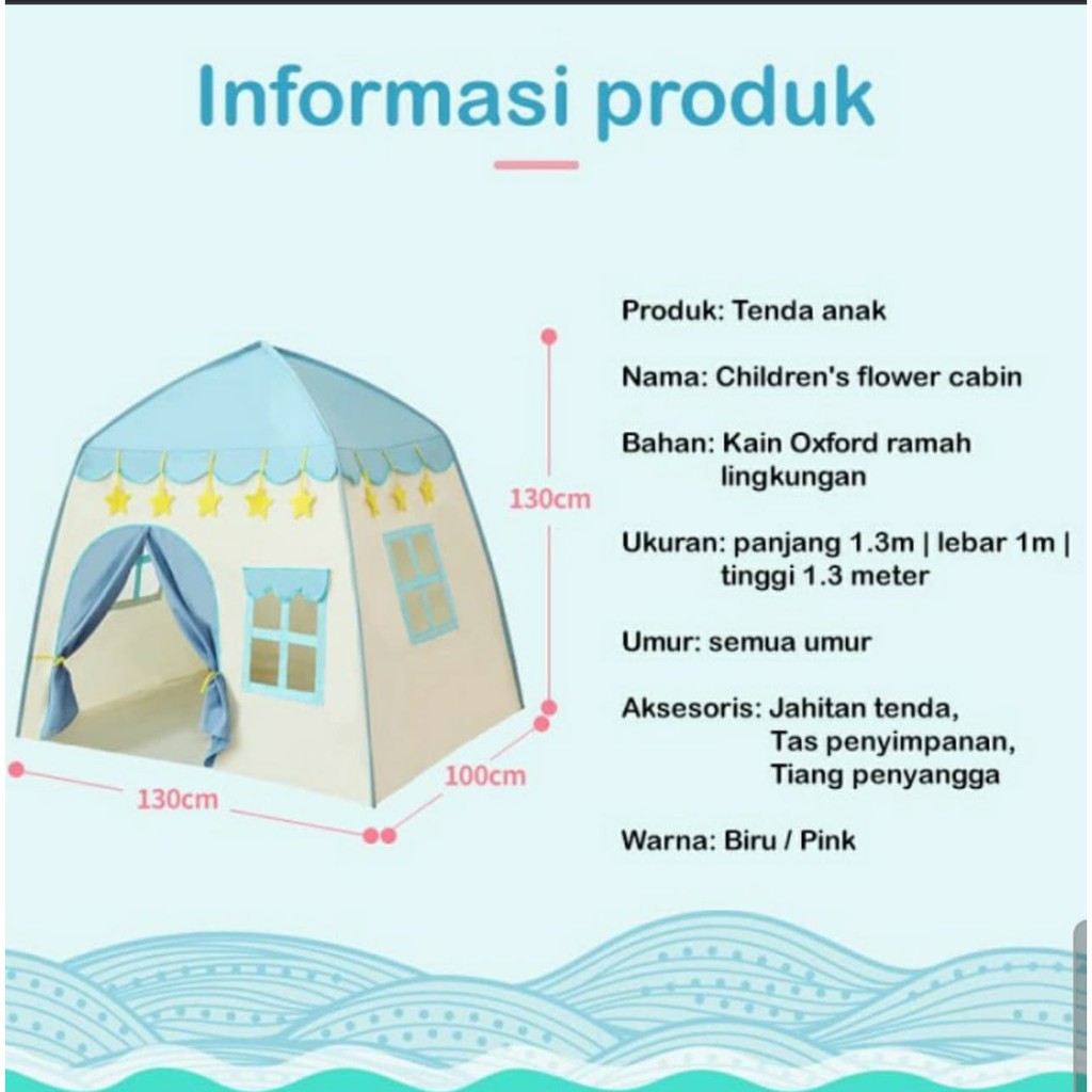 MAINAN TENDA CAMPING KEMAH BERMAIN ANAK MODEL RUMAH PRINCESS KIDS PLAY TENT