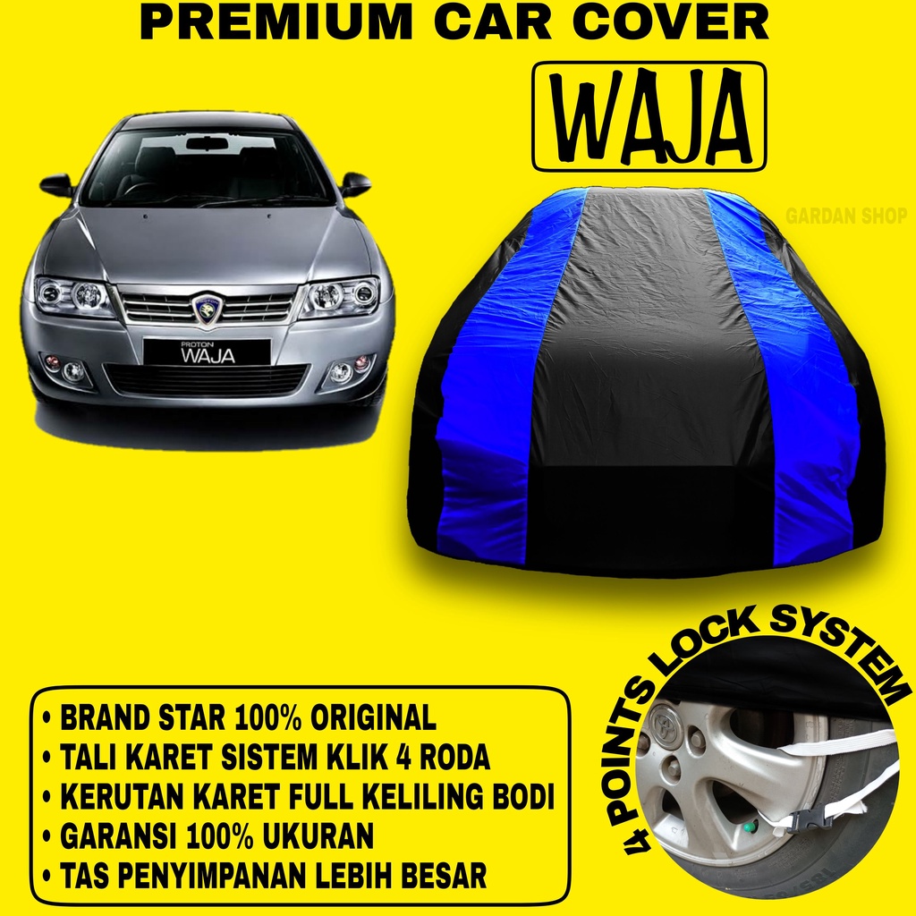 Body Cover WAJA Sarung Strip BIRU Penutup Pelindung Bodi Mobil Waja PREMIUM