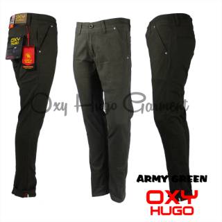  CELANA  CHINO SLIM FIT OXY HUGO ARMY GREEN Shopee 