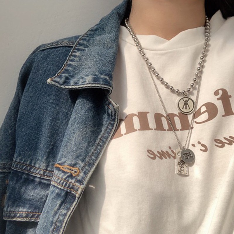 [ACKER] Kalung Fashion Gaya Korea Hip-hop Paduan Untuk Pria / Wanita