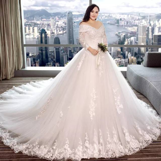 wedding dress lengan panjang
