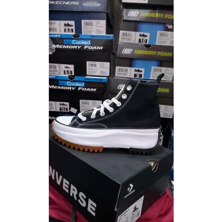 Converse Run Star High Lugged Black & White Original Resmi MAP