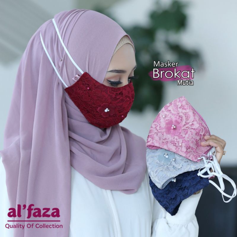 Masker brokat/masker brokat pengantin/masker brokat fashion/masker kain/masker hijab