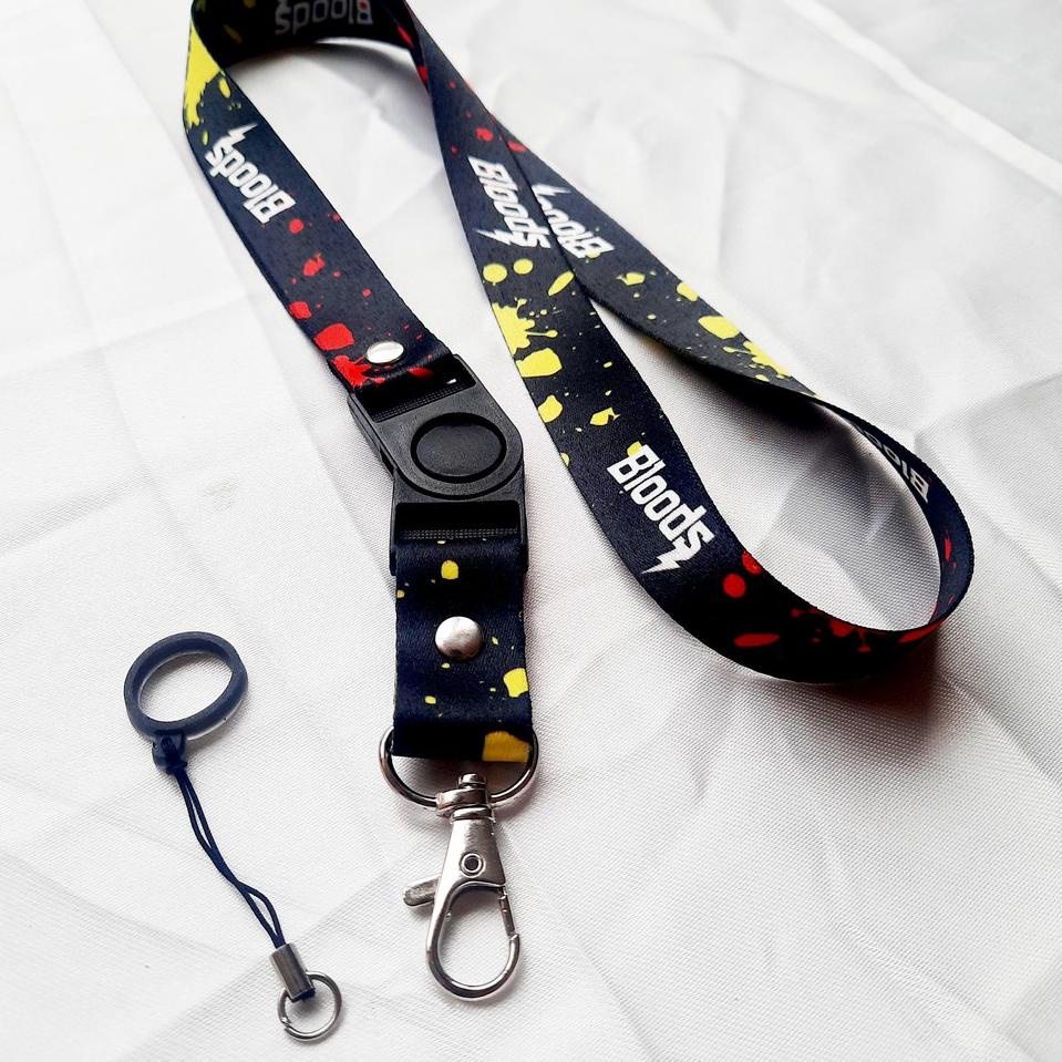 

Keluaran Terbaru.. Lanyard printing BLOODS Gantungan ID Card/Pod + karet 13mm