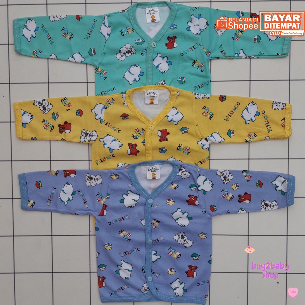 Baju bayi piyama panjang Craken Baby Animal Series 0-3 Bulan 3 PCS