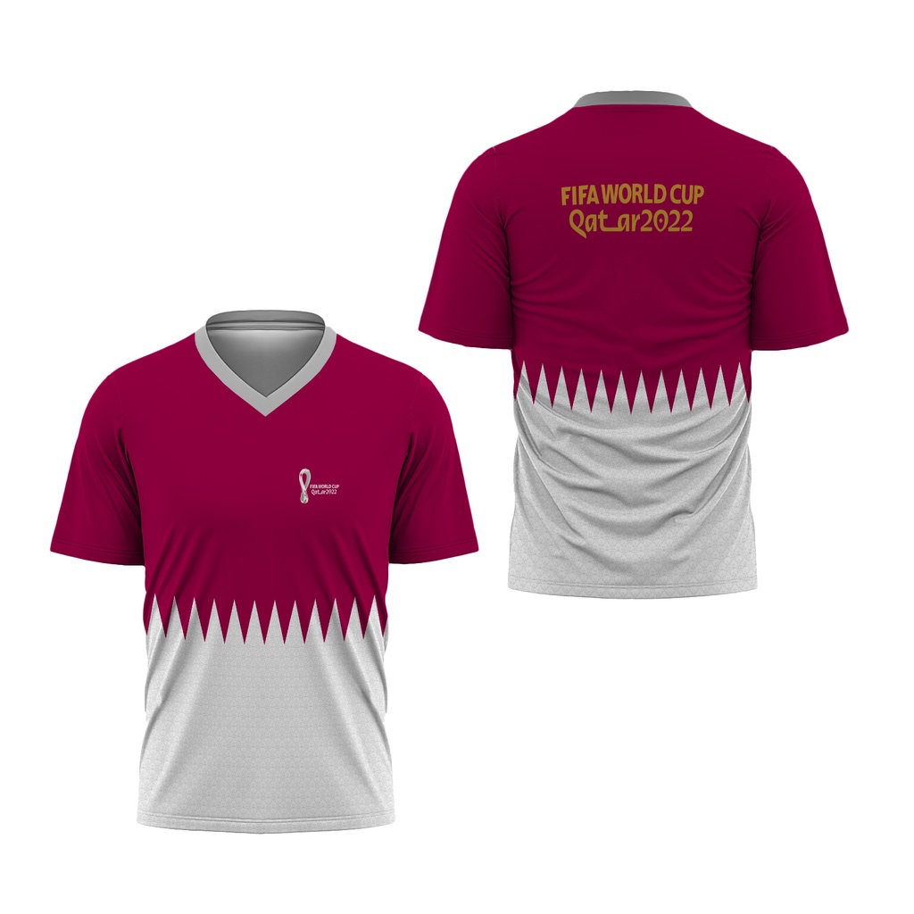 [Riashop] Kaos World Cup Qatar 2022 | Kaos Qatar 2022 Kerah V - F