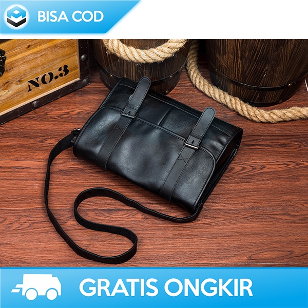 TAS SELEMPANG KANTOR PRIA KULIT ASLI ORIGINAL PREMIUM PU LEATHER