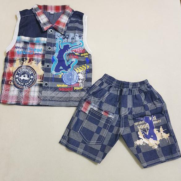 SETELAN BAJU ANAK UMUR 1 TAHUN MODEL ROMPI RICKITA MOTIF KOTAK 2307