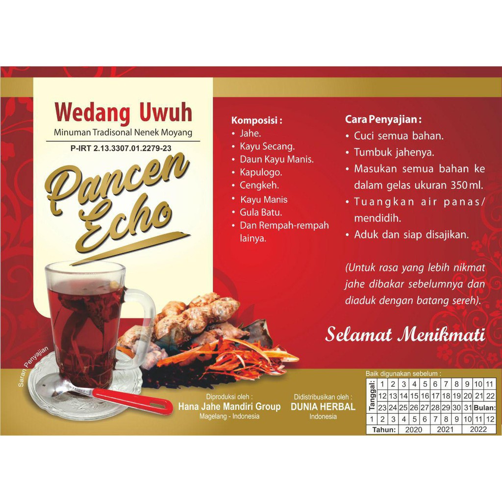 

Wedang Uwuh PANCEN ECHO 3,3 kg/10 pcs - minuman tradisional nenek moyang