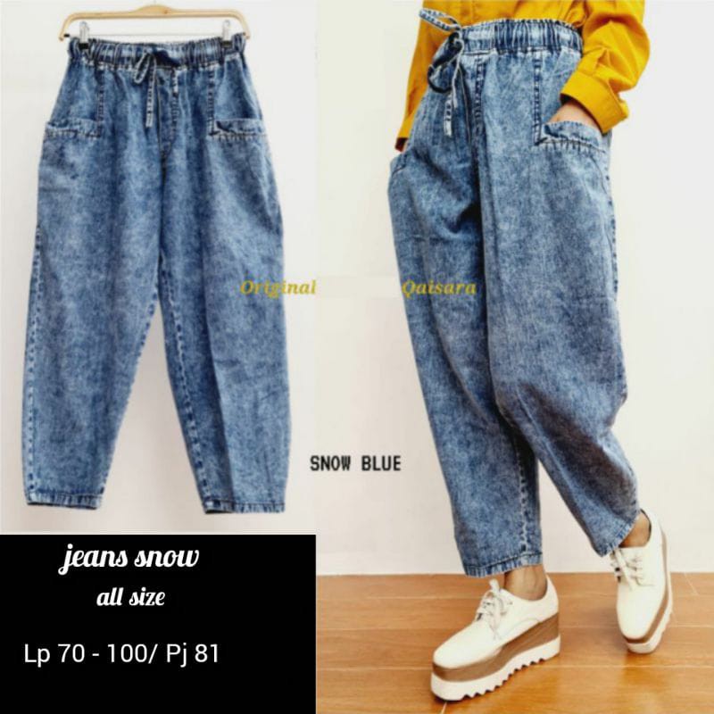 Celana Jeans Wanita Bambee Pants Jumbo Snow Willow Baggy Murah Terbaru