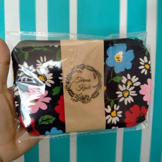 Souvenir dompet atau pouch kanvas motif kemas plastik