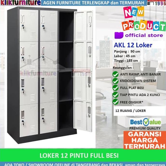 

NEW Lemari Loker Locker Cabinet 12 Pintu Full Besi AKL 12