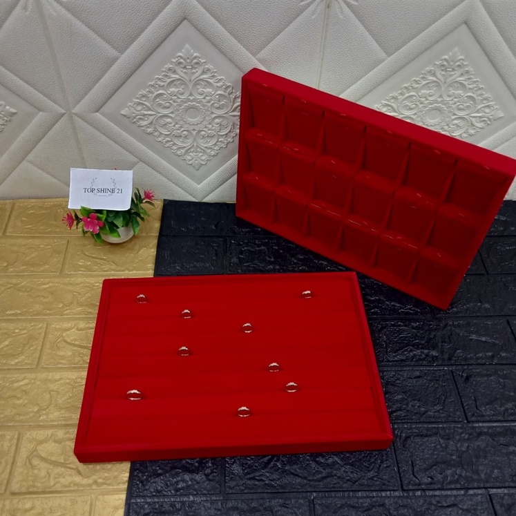 Tempat Cincin Display Toko Emas/Tempat Cincin Warna Merah