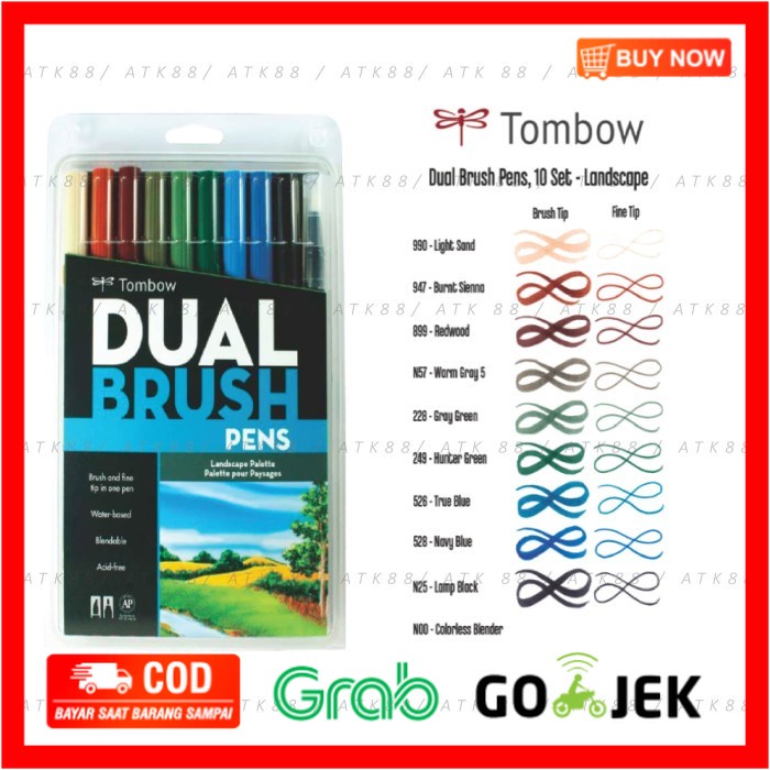 

(BISA COD) Tombow Dual Brush Pen Set 10 - Landscape Palette