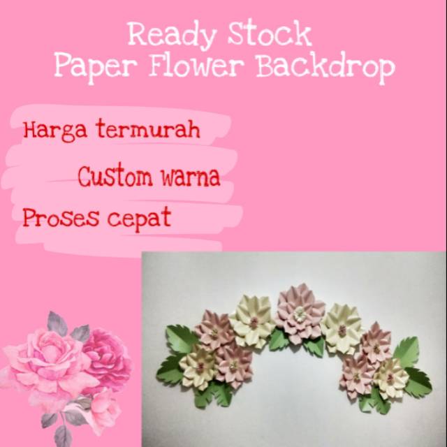 Paper Flower Backdrop dekorasi hiasan dinding lamaran pernikahan tunangan murah ready stock