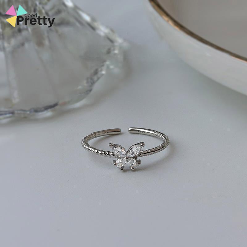 Cincin Model Terbuka Desain Kupu-Kupu Aksen Berlian Untuk Wanita - PD