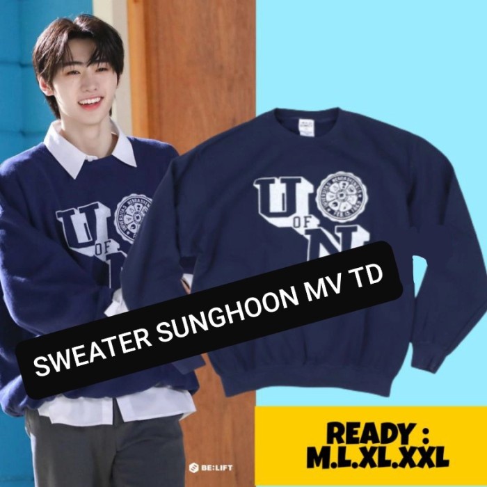 Bm - Sweater Enhypen Sunghoon Tamed Dashed Mv Baju Kpop Shirt Dsr - Navy, M Murah