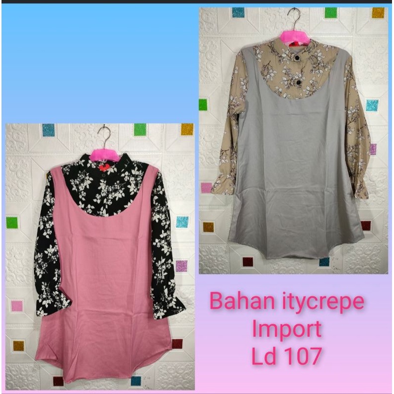 Tunik bunga Korea murah