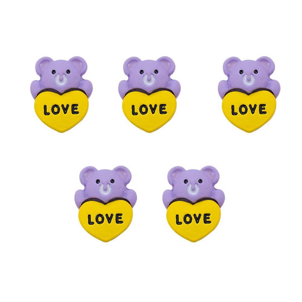 AUGUSTINA Agustin 3D Beruang Kuku Perhiasan Lucu Mengkilap Gaya Jepang Nail Art Decal Lover heart Bear Nail Art Tips Nail Art Aksesoris