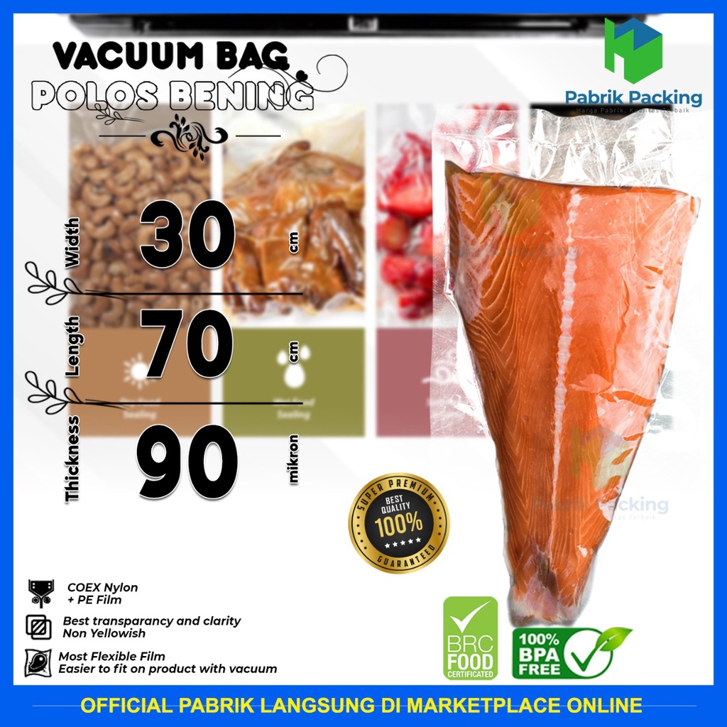 PLASTIK VAKUM MAKANAN PLASTIK VACUUM DELKOCHOICE VACUUM SEALER VACUUM BAG POLOS PREMIUM MURAH