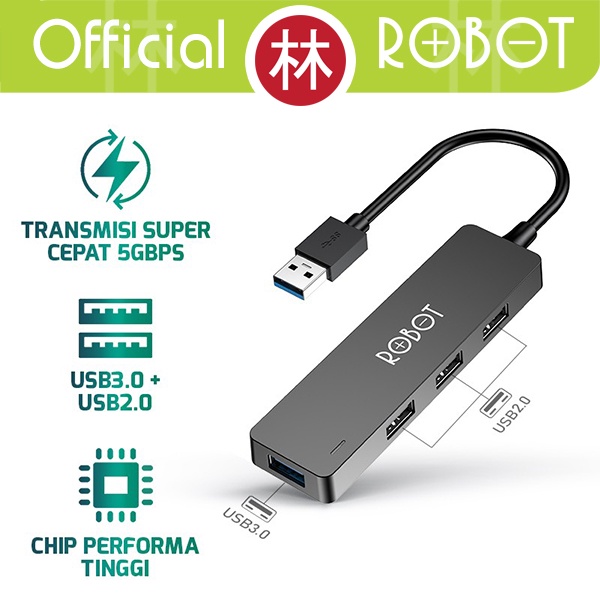 ROBOT H160 USB Hub 4 Ports Adapter USB 2.0 &amp; USB 3.0 High Speed 5GBPS