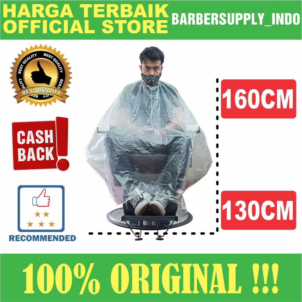 Cape Barber Plastik Sekali Pakai / Kip Barber Pelindung Diri Corona